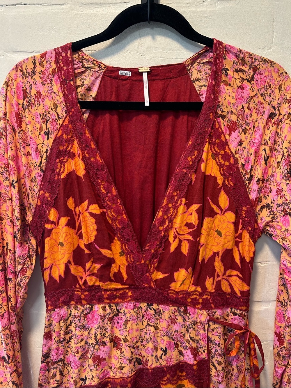 Free People Tilda Femme Combo Floral Faux Wrap Maxi Dress Size Small - Picture 6 of 13